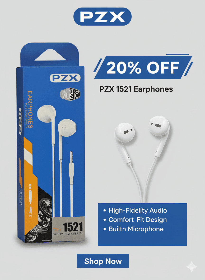 PZX 1521 Wired Earphones - 3.5mm Jack & Built-in Mic